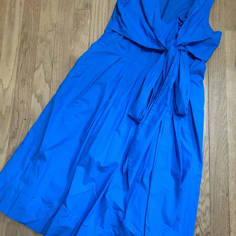 J. Crew Blue Tie Front Midi Sundress for Cocktail